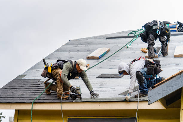 Professional Gutter Installation technician working in Oxford Junction, IA